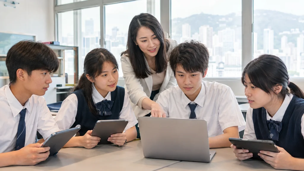 示意圖：數字教育工具分為學習管理、互動課堂、評估、協作與內容製作五類及其技術特徵